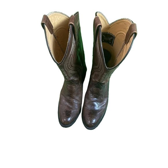 Vaccari Brown Snakeskin Leather Cowboy Boots USA 8 EE main image 14